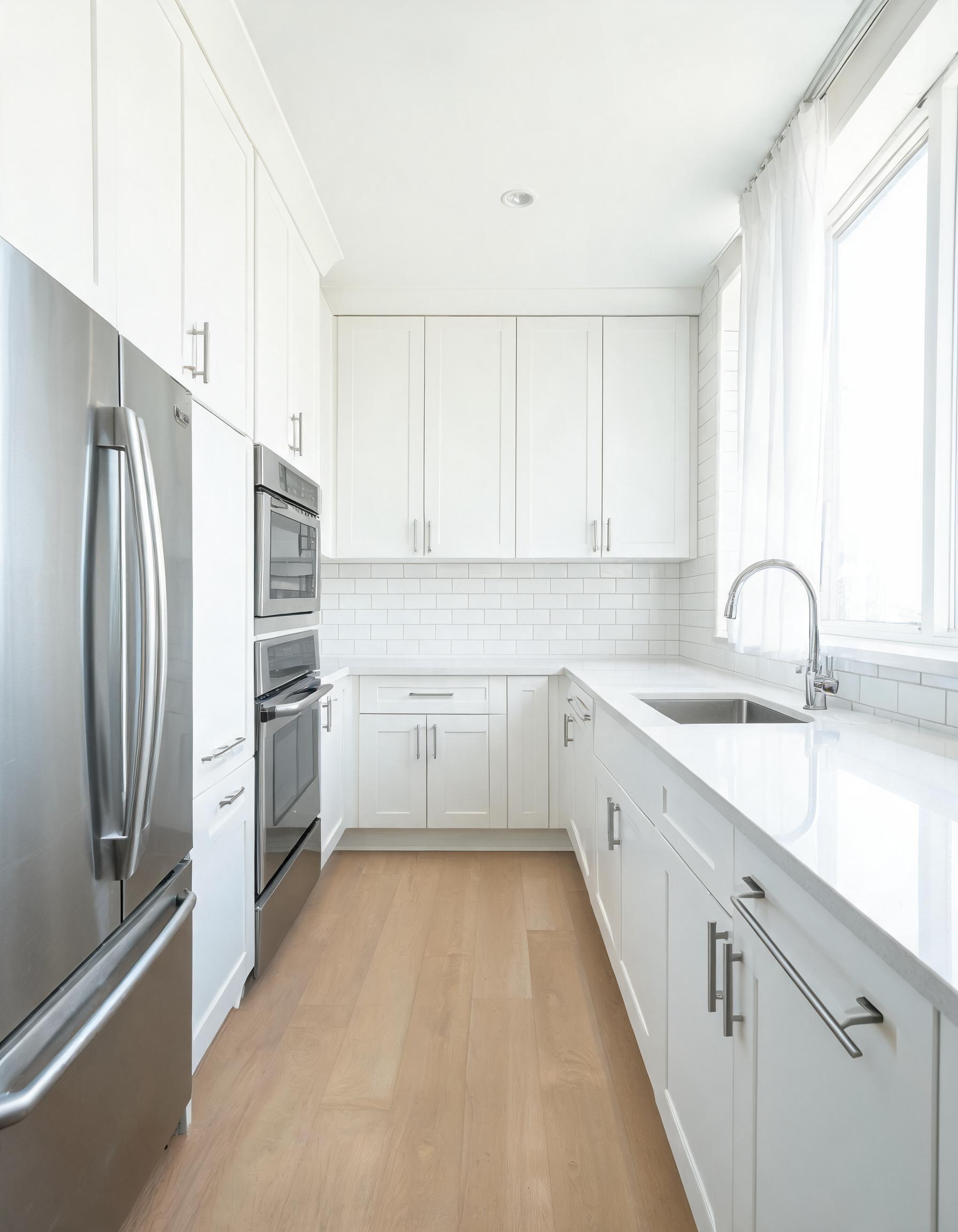Cozinha moderna impecavelmente limpa