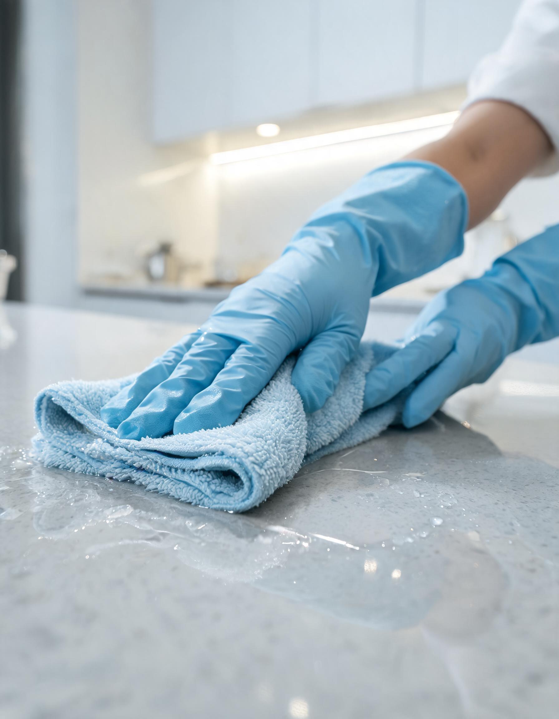 Limpeza profunda de superfície a brilhar com pano de microfibra